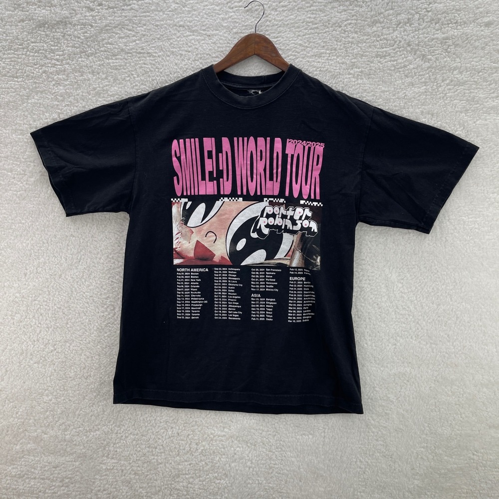 Porter Robinson World Tour Shirt Black Large Smile 2024 2025 Concert Tee DJ Rave